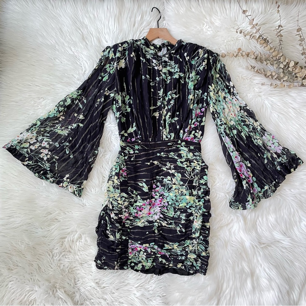 Sabina Musayev Romana Mini Dress Black Floral Small Open Back NWT - Picture 9 of 16